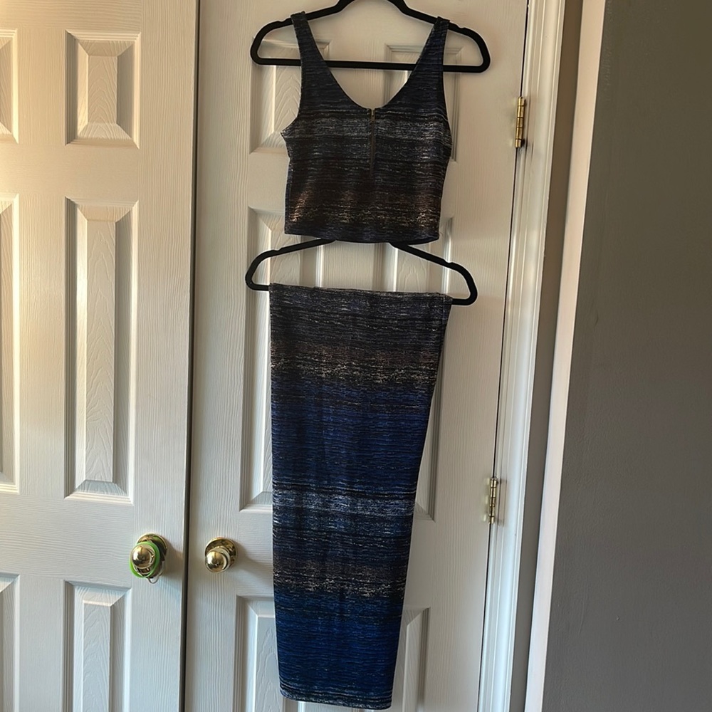 Sugar Popped Blue 2 Piece Skirt Set.